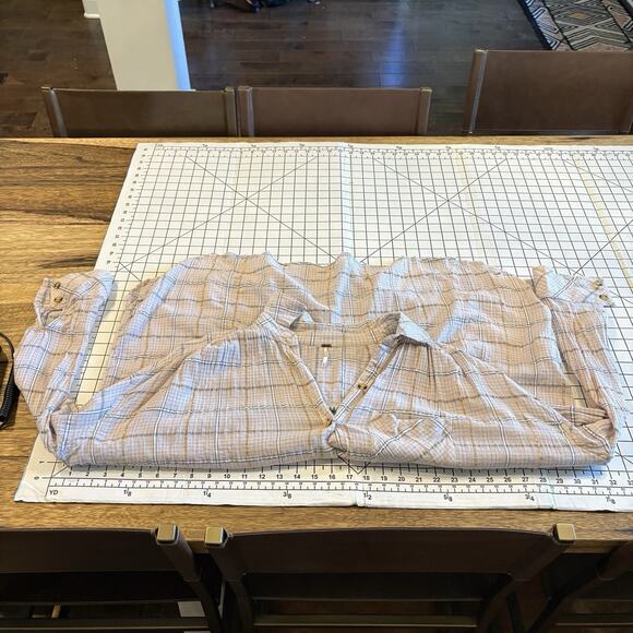 Free People Women’s Plaid Shirt Button Up Break My Stripe Long Sleeve Size Large - Picture 11 of 14